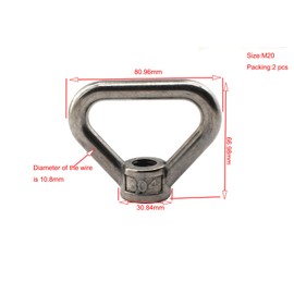 2pcs M20 304 Stainless Steel Triangular Eye Nuts High Strength