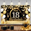 ZAHRVIA 18th Birthday Banner Black Gold, 18th Birthday Party Decorations,