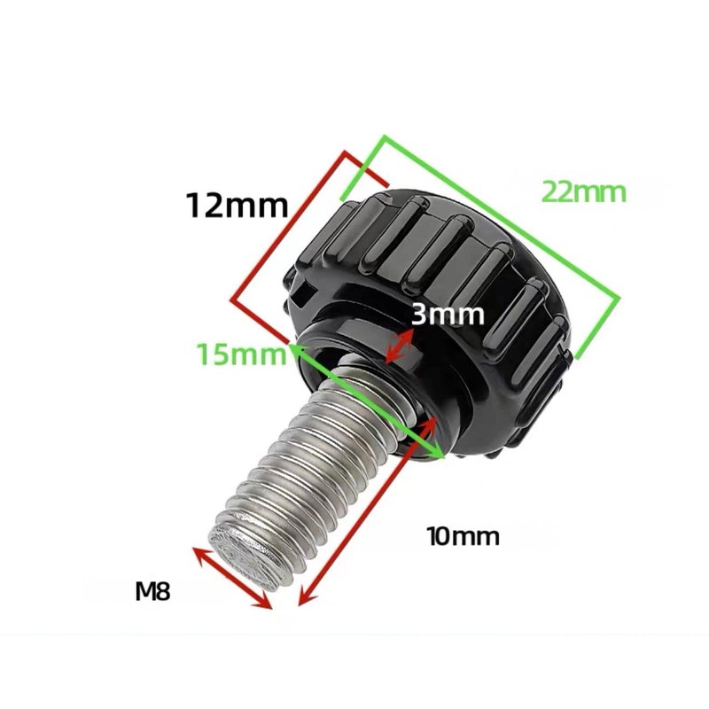 M8x10mm 304 Stainless Steel Threaded Knurled Thumbscrew Screw on Knobs