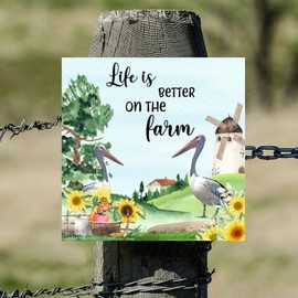 Life Is Better on The Farm Pelican Wooden Signs Farm Harvest Wall Plaque Happy Thanksgiving Wall Art Sign Rustic Wall Art Hanging Decor For Bedroom Living Room Office Outdoor Home 12x12in