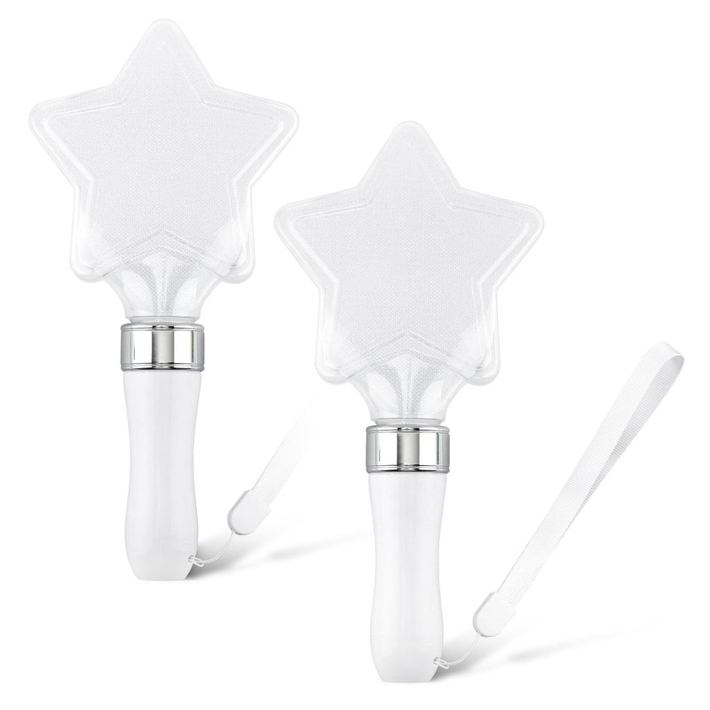 2Pack 15-Color LED Cheering Sticks, Star Shape Glow Wands for
