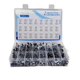 Anjacore 500PCS Electrolytic Capacitor Assortment Kit 24 Values (0.1 µF–1000 µF) 10V~50V Aluminum Electrolytic Capacitors with Labeled Transparent Storage Box for DIY Repair PCB Projects