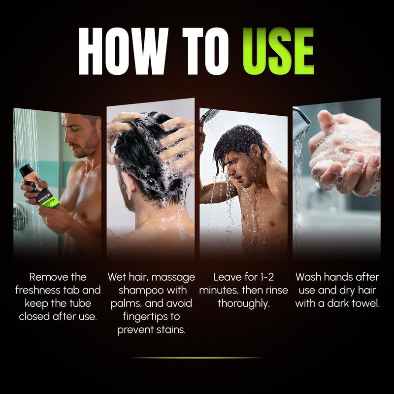 Herbishh Gray Reducing Shampoo for Men, Hair Darkening & Volume