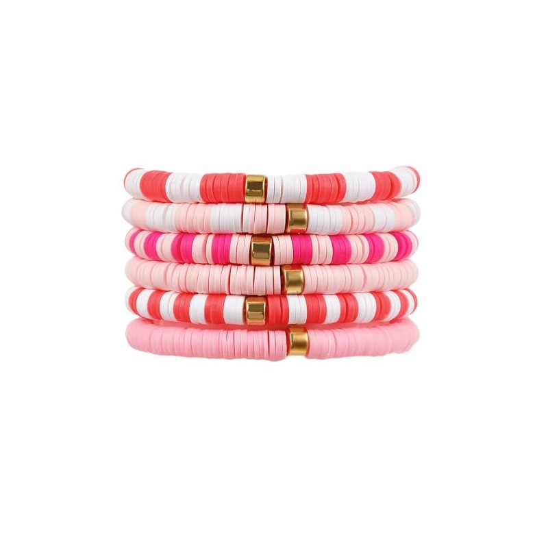 COLORFUL BLING 6Pcs/Set Bohemia Heishi Clay Surfer Bead Stretch Bracelets