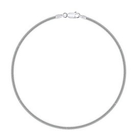 PLANETYS - Snake Chain Ankle Chain Anklet 925 Sterling Silver Rhodium-Plated 2 mm Wide Various Lengths 23-24-25 cm, 25 cm, Sterling Silver