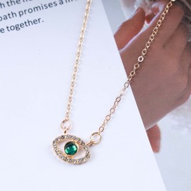 Atentuyi Cz Evil Eye Necklace Gold CZ Pendant Necklace Evil Eye Pendant Necklace Blue Crystal Necklace Rhinestone Blue Eye Choker Necklace Thin Chain Necklace Jewellery Women and Girls