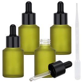 Segbeauty 1oz Dropper Bottle for Essential Oils, 4 Pack 30ml Travel Frosted Glass Bottle with Dropper, Empty Refillable Droppers for Face Hair Oils, Green Glass Mini Bottles for Travel Toiletries
