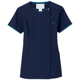 Fork 7022SC Women's Scrubs Lab Coat, Dark navy × turquoise