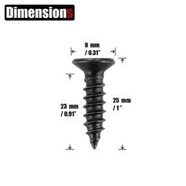 JQK #8 x 1" Black Screw, Flat Head Phillips Wood Screw 18-8 S/S Electroplating Black Stainless Steel, 8 x 1-Inch, 100-Piece, SB4225-P100