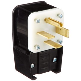 Leviton 60 Amp, 250 Volt- 3PY, Straight Blade, Plug, Industrial Grade, Grounding, Angle, 8462-P, Black