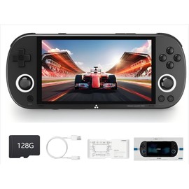 Trimui Smart Pro Retro Handheld Game Console, 5" IPS Screen Portable Game Console with 5000mAhBattery, Built in 128G TF Card &15000 Games,Support WiFi Multiplayer Online Battle (Black，128G)