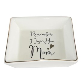 MIXDOM Ceramic Ring Holder Dish Jewelry Tray, Decorative Trinket Dish for Rings Earrings Necklaces Bracelet Watch Keys, Bridal Shower Gifts, Gift for Her (Mom)