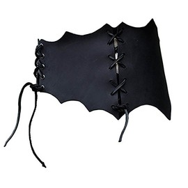 Battle-Merchant Medieval Lace-Up Bodice Belt Leather Women's Belt for LARP Viking Leather Bodice (Black/Brown) (XS/S/M/L/XL/XXL), black