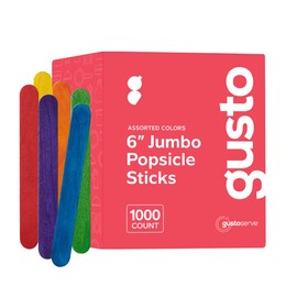 Comfy Package [1000 Count] 6 Inch Colored Jumbo Popsicle Sticks for Crafts - ICES, Ice Cream, Waxing, Tongue Depressor Wood Craft Sticks