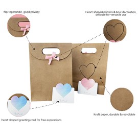 Handcrafted Mother-Daughter-BFF Gift Bags 2-Pack, Premium Kraft Paper with Locking Flap & Hand-Drawn Hearts, Reusable Present Pouch for Jewelry Perfume Keepsakes Birthdays Anniversaries Celebrations