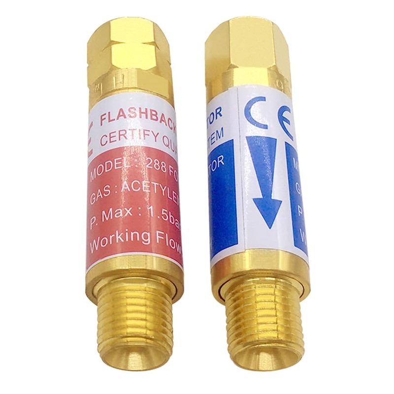 Joywayus Oxygen Acetylene Flashback Arrestors Set Regulator End 9/16-18 Threads