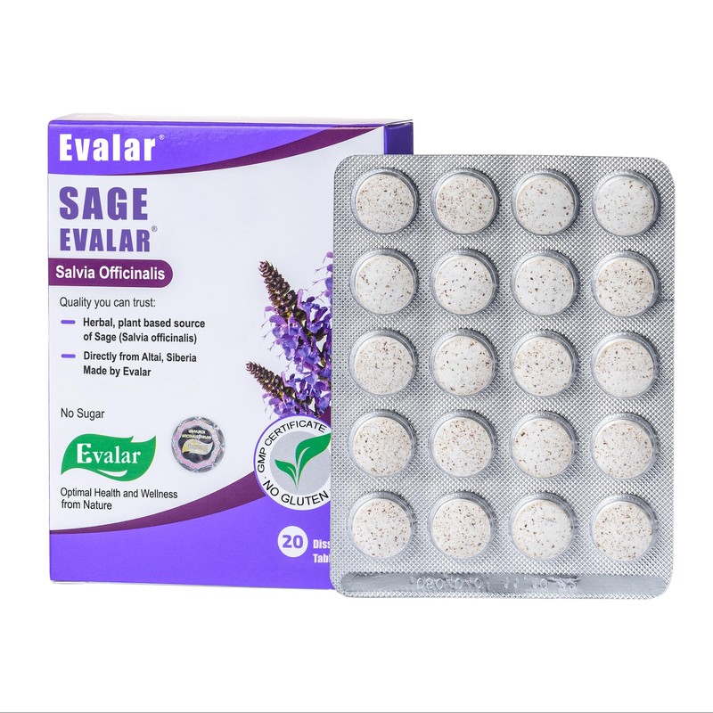 Evalar Sage Salvia officinalis Herb Dissolvable 20 Tabs