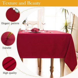 Ahomuily Rectangle Diagonal Jacquard Tablecloth Waterproof and Wrinkle Resistant Checkered Fabric Table Cloth Elegance Grid Pattern Table Cover for Kitchen and Outdoor, Burgundy Red 52 x 70 Inch