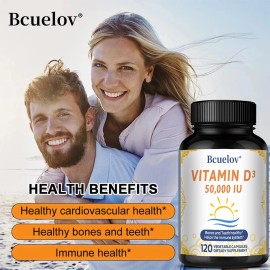 Bcuelov Vitamin D3 Supplements Promot Teeth Heart Bones Muscle Health Immune System