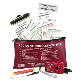 J. J. Keller & Associates, Inc. Vehicle Accident Kit in Burgundy Vinyl Pouch (10.5" x 6.5") with Digital Camera - Helps Drivers Collect, Organize & Report Vehicle Accident Information