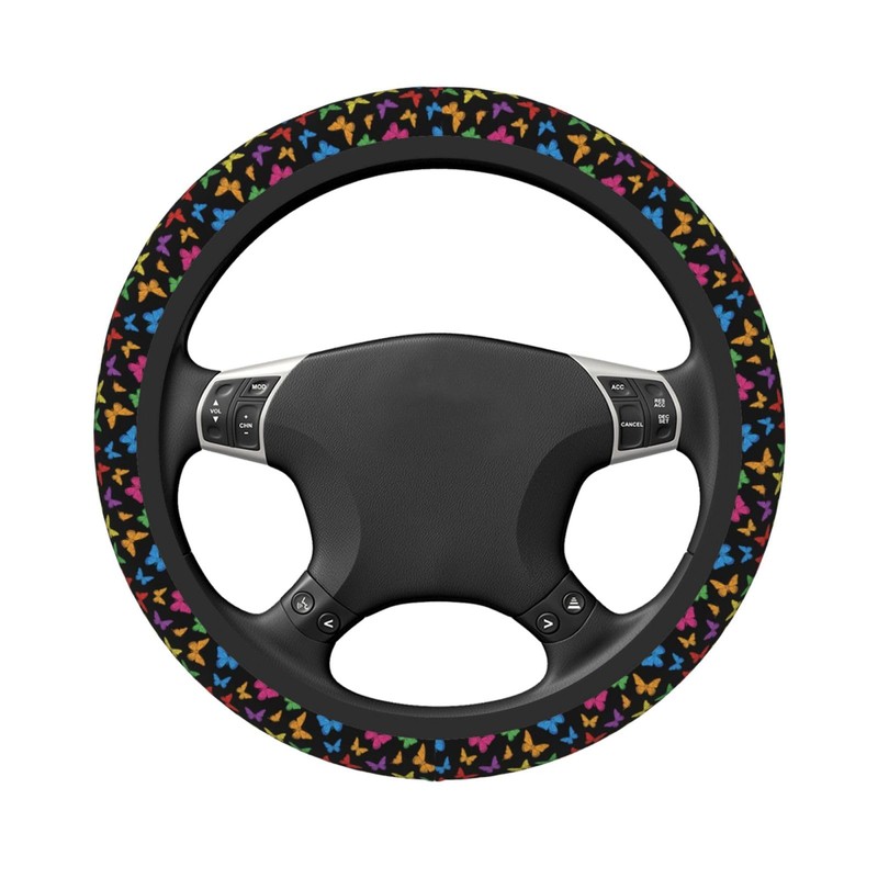 Colorful Butterfly Print Steering Wheel Cover