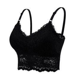 Maiclaice Damen Spitze BH Mit Polsterung Billig Sexy Bequemer Bequem Bralette Ohne Bügel Büstenhalter Schwarz X-Large