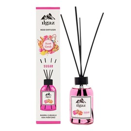 Bamboo Reed Diffuser Set - Long-Lasting Room Fragrance with Essential Oils - Aromatherapy Home Scent for Bedroom, Living Room, and Office - Elegant Decorative Design (Sugar)