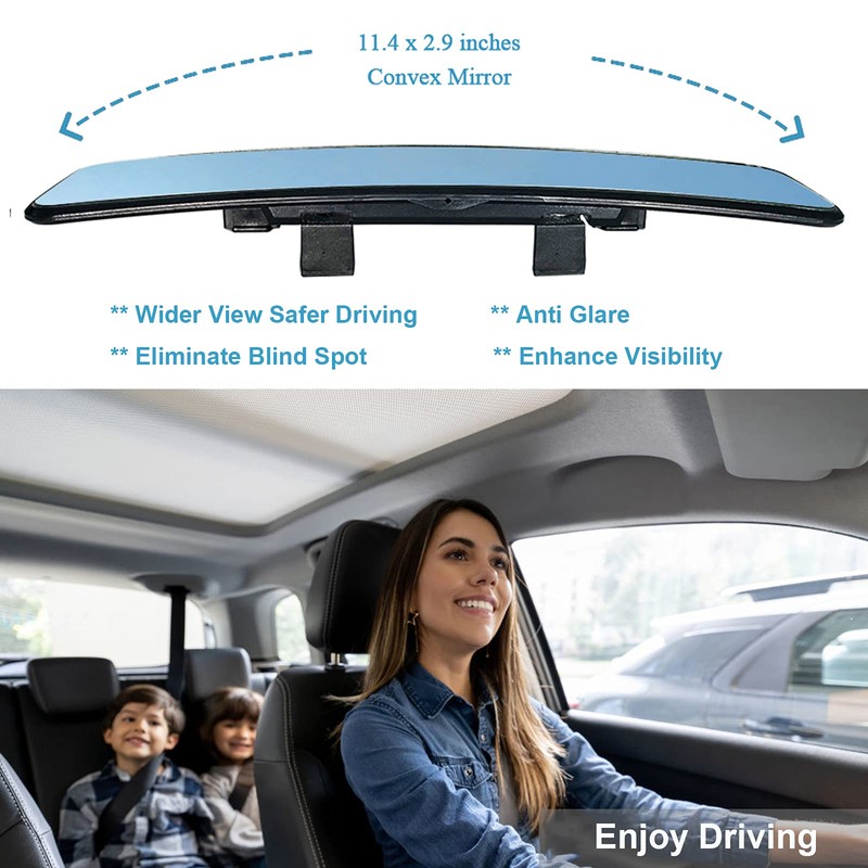 Rear View Mirror, Universal 11.4 Inch Interior Clip On Rearview