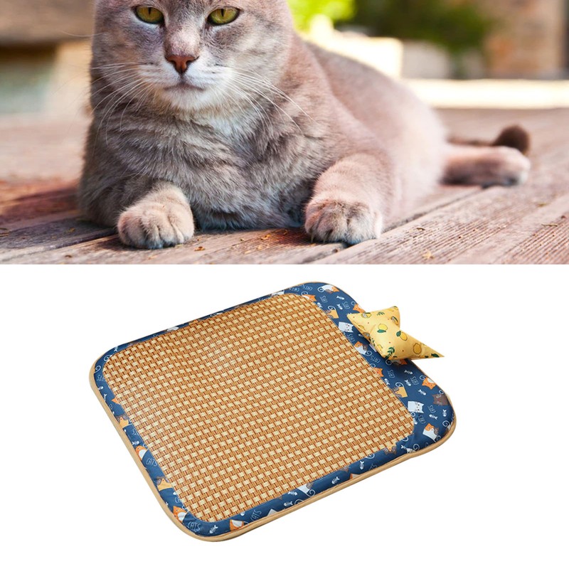 Dog Rattan Cooling Mat Bite Resistant Comfortable Breathable Cat Cooling