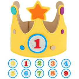 volumoon Fabric Crown Birthday, Birthday Crown Children, Crown Birthday Girl Crown Birthday Boy, Crown Children's Birthday, Birthday Crown for Anniversaries The King's Coronation etc. (Yellow)