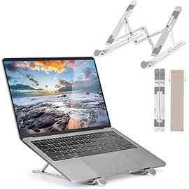 Hoppac Laptop Stand, Adjustable 7-Tier Laptop Stand, Folding Vented Aluminum PC Stand, Aluminum Notebook Stand