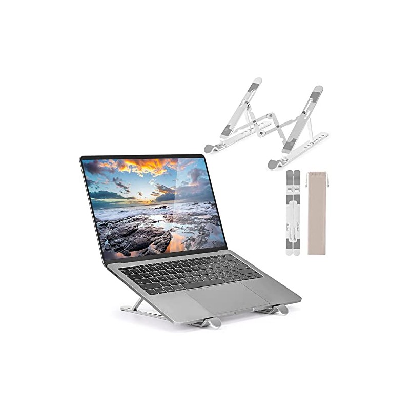 Hoppac Laptop Stand, Adjustable 7-Tier Laptop Stand, Folding Vented Aluminum