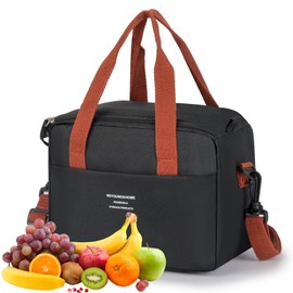 Lonchera para mujer y hombre Bolsa de almuerzo aislada para mujeres Loncheras termica Aislada Reutilizable para Adulto Gran Capacidad Función de Aislamiento A Prueba de Goteo Negro