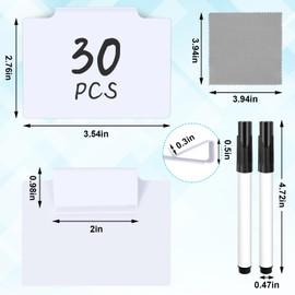 DANRONG 33PCS Basket Labels Clip On, 30 Labels for Storage Bins Removable with 2 Chalk Markers & 1 Wipe, Kitchen Pantry Labels, Plastic Storage Bin Label, Label Holder, Basket Tags, Bin Clips (White)