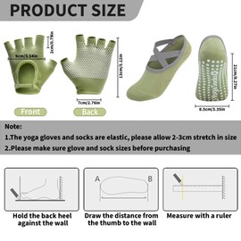 ZZBIQS 8 Pairs Yoga Grip Gloves and Socks, Non Slip Yoga Pilates Socks Gloves for Women Ladies with Grips & Straps, Ideal for Ballet Pilates Hospital Home Barre Workout