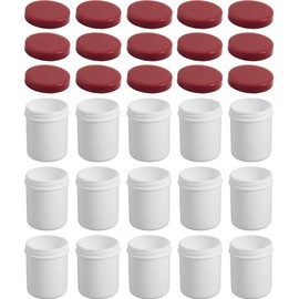 15 Ointment Jars, Cream Jars, High Ointment Jug, 35 ml Capacity, with Red Lid, Made in Germany