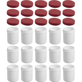 15 Ointment Jars, Cream Jars, High Ointment Jug, 35 ml Capacity, with Red Lid, Made in Germany