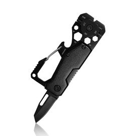 RYHHH Multitool Camping Zubehör, 11 In 1 Multitool, Multi-Tool Multifunktion Klappmesser, Multifunktionaler Karabiner, EDC Geräte für Camping Wandern Reisen, Männer Outdoor Gadgets - Schwarz
