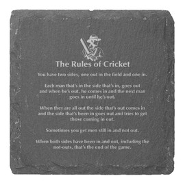 4 x 'Funny Cricket Rules' 10cm Square Slate Coasters (CR00215937)