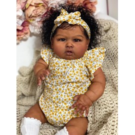 KsiTig 24inch Lifelike Reborn Baby Dolls Black Girls Silicone Babies That Look Real Toddler Eyes Open Realistic boy