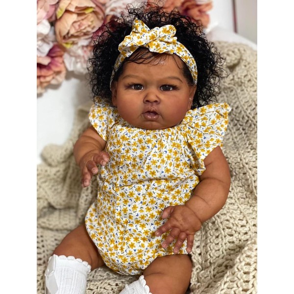 KsiTig 24inch Lifelike Reborn Baby Dolls Black Girls Silicone Babies