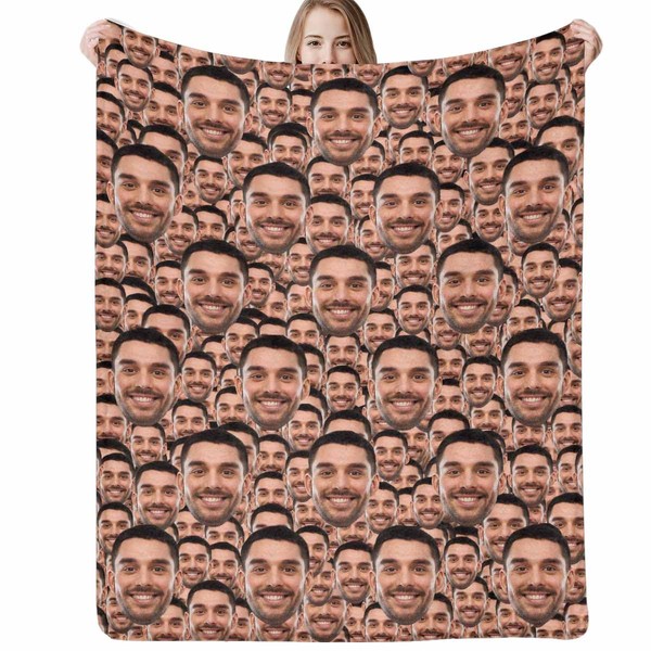 M YESCUSTOM Custom Face Blanket Personalized Multi Faces Throw Blanket