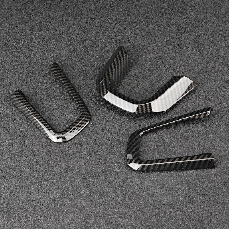 3pcs Carbon Fiber Texture Steering Wheel Decoration Molding Trim Fit