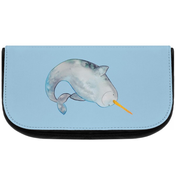 Mr. & Mrs. Panda Narwhal Cosmetic Bag, blue, Hand Drawn