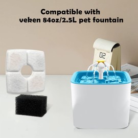 16 + 16 Pack Replacement Filters & Pre-Filter Sponges for Veken 84 oz / 2.5L Pet Fountain, Triple Filtration System Filter Set for Cat Water Fountain & Dog Water Dispenser