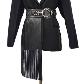 Fringe Leather Skirt Belt Punk Rock Belt Tassel Skirt Belt Roman Gladiator Skirt Vintage Corset Belts Elastic Waist Belt Medieval Armor Belt LARP Knight Costume Viking Gothic Wide Belt for Women