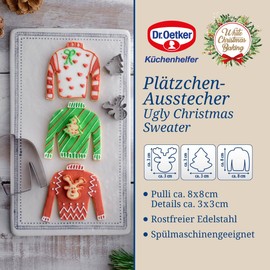 Dr. Oetker Cookie Cutters Ugly Christmas Sweater Set of 3 - White Christmas Baking Cookie Cutters - Stainless Steel Cookie Cutter for Christmas