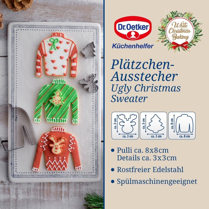 Dr. Oetker Cookie Cutters Ugly Christmas Sweater Set of 3