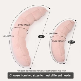 Ailuteie Peallow – Long Round Body Pillow for Adults, Bolster Pillow for Bed, Soft and Supportive Pillow for Sleeping & Lumbar Support (Soft Pastel Pink, 47")