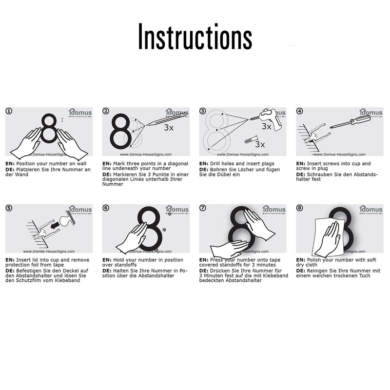 JustHouseSigns House Number 8 ARIAL Door Numbers in 3 Sizes